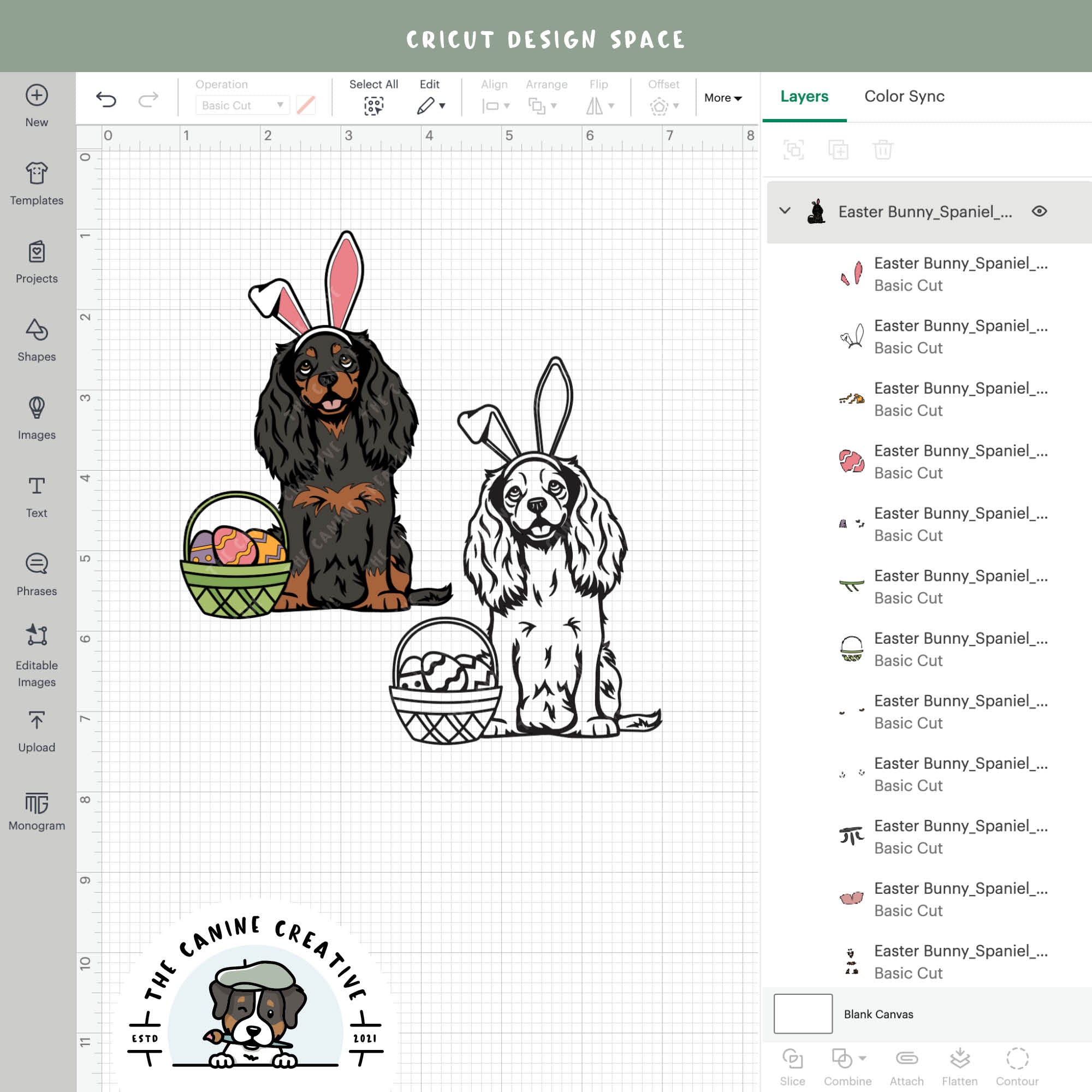 Screenshot showing design layers inside Cricut Design Space.